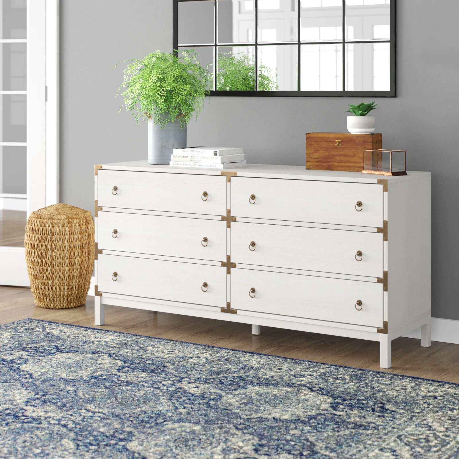 Akyah 60.7" W 6-Drawer Double Dresser with Ring Pulls | Wayfair North America