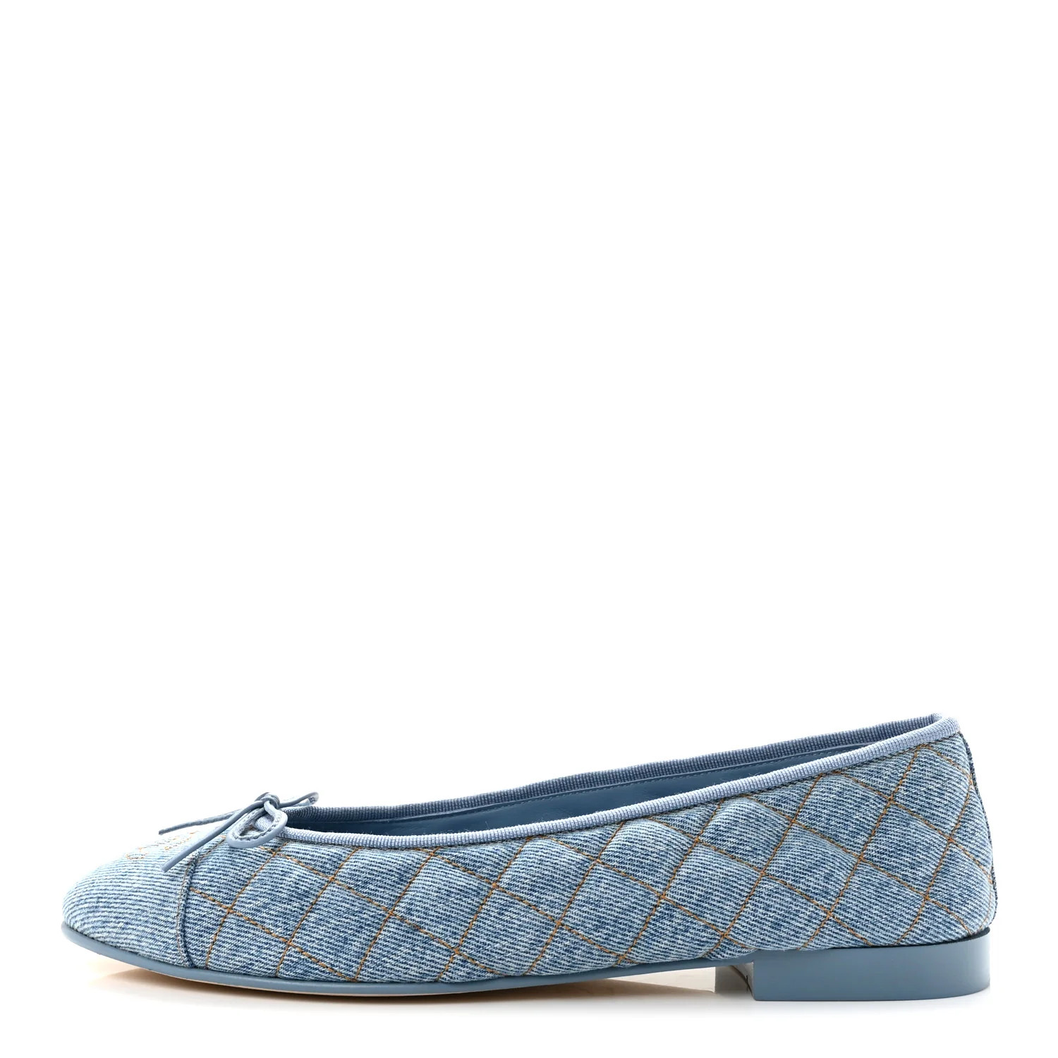 Denim Quilted CC Cap Toe CC Ballerina Flats 40 Light Blue | FASHIONPHILE (US)