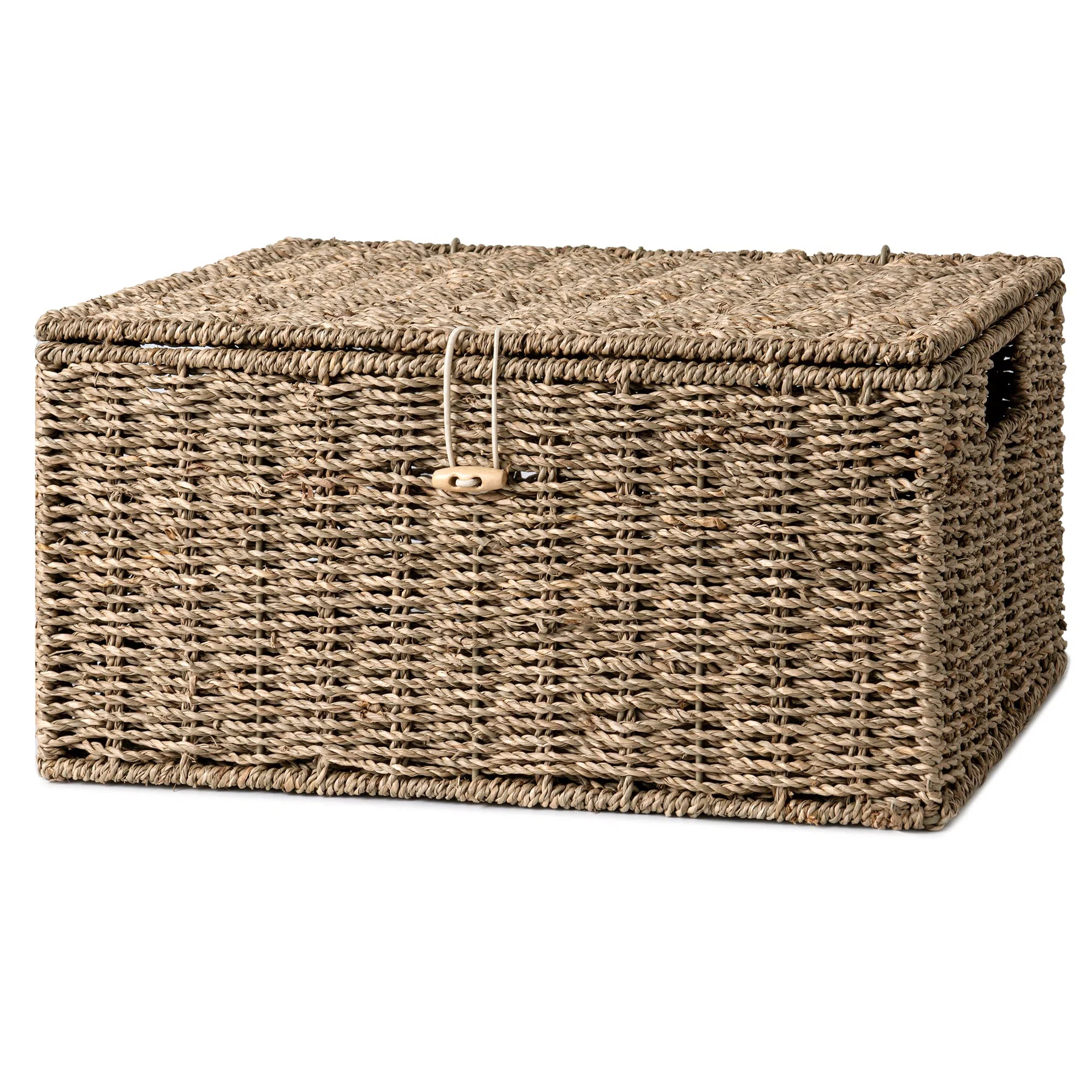 Seagrass Wicker Baskets, Large Wicker Basket With Lid, Decorative Basket With Built-In Handles, S... | Wayfair North America