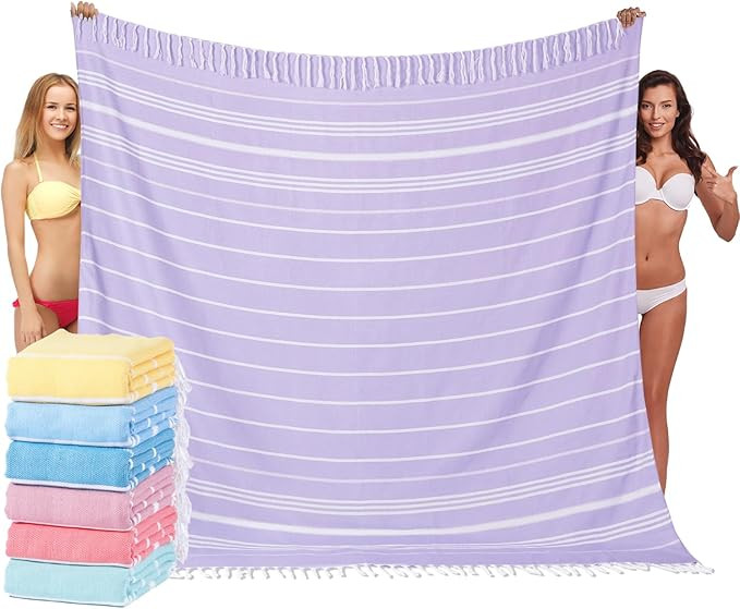 Giant Turkish Beach Towel Blanket 85x75 Cotton XXL Extra Large Oversided Bath Pool Blankets XL Hu... | Amazon (US)