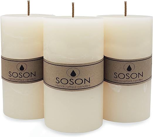Simply Soson Rustic 3x6 Ivory Candles | Pillar Candles for Home | Unscented Candles & Dripless Pi... | Amazon (US)