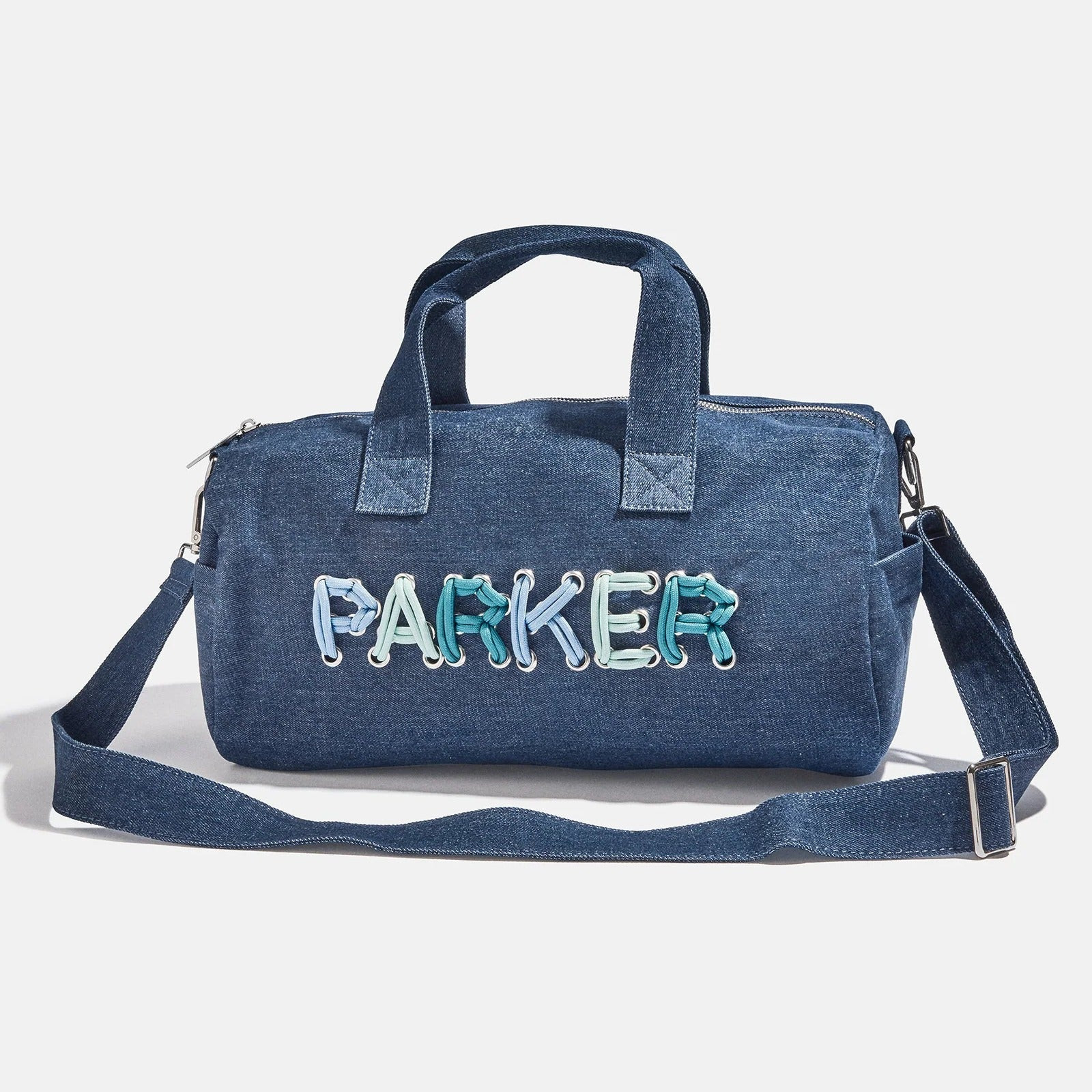 Thready to Go Kids\u2019 Custom Duffle - Dark Denim/Blue Multi | BaubleBar