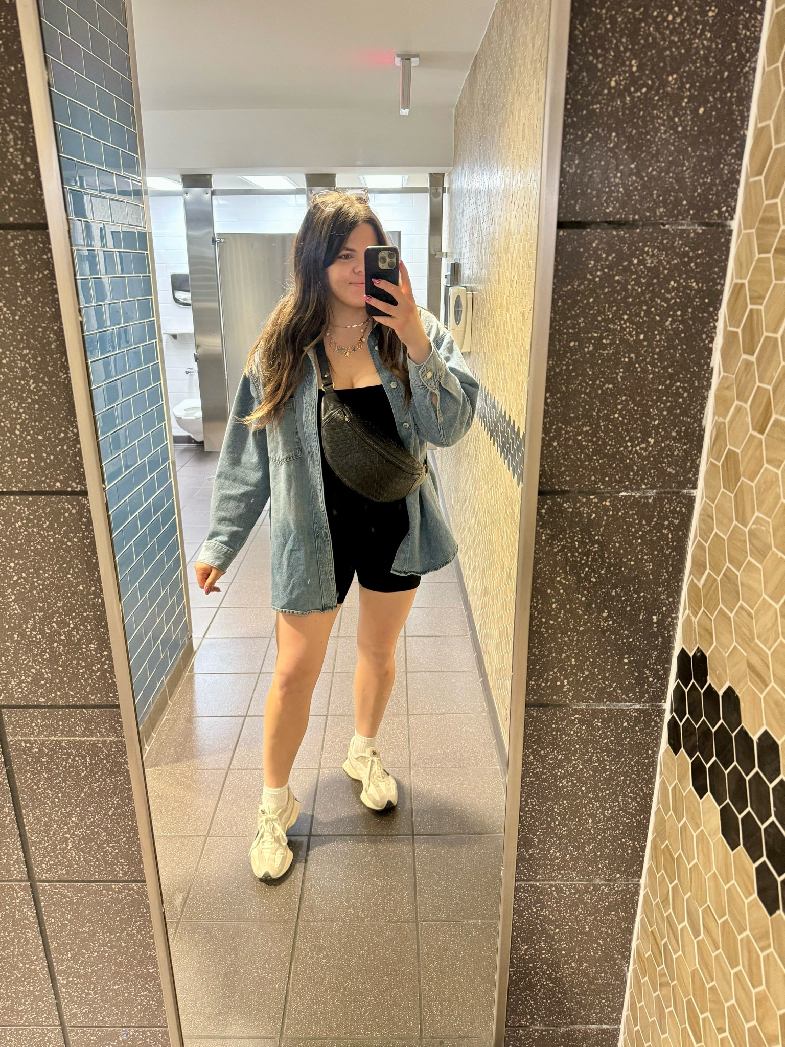 Midsize travel outfit/airport outfit

I’m wearing a jumpsuit but I’ve gotten this exact look with a bike shorts and a long line sports bra if you’re not a jumpsuit on a plane girl   

Amazon ribbed jumpsuit size XL 
Denim shirt  / jacket size large from HM
Best Mom shoes, new balance 327  tts (best socks in my opinion) 
Mandrn bag 
Beach charm necklace from charmedbycb 

#LTKtravel #LTKmidsize #LTKfindsunder50