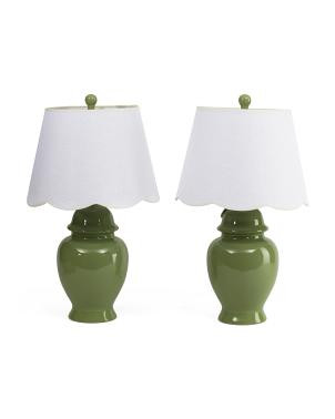 2pk 26in Ginger Jar Scalloped Shade Table Lamp Set | TJ Maxx