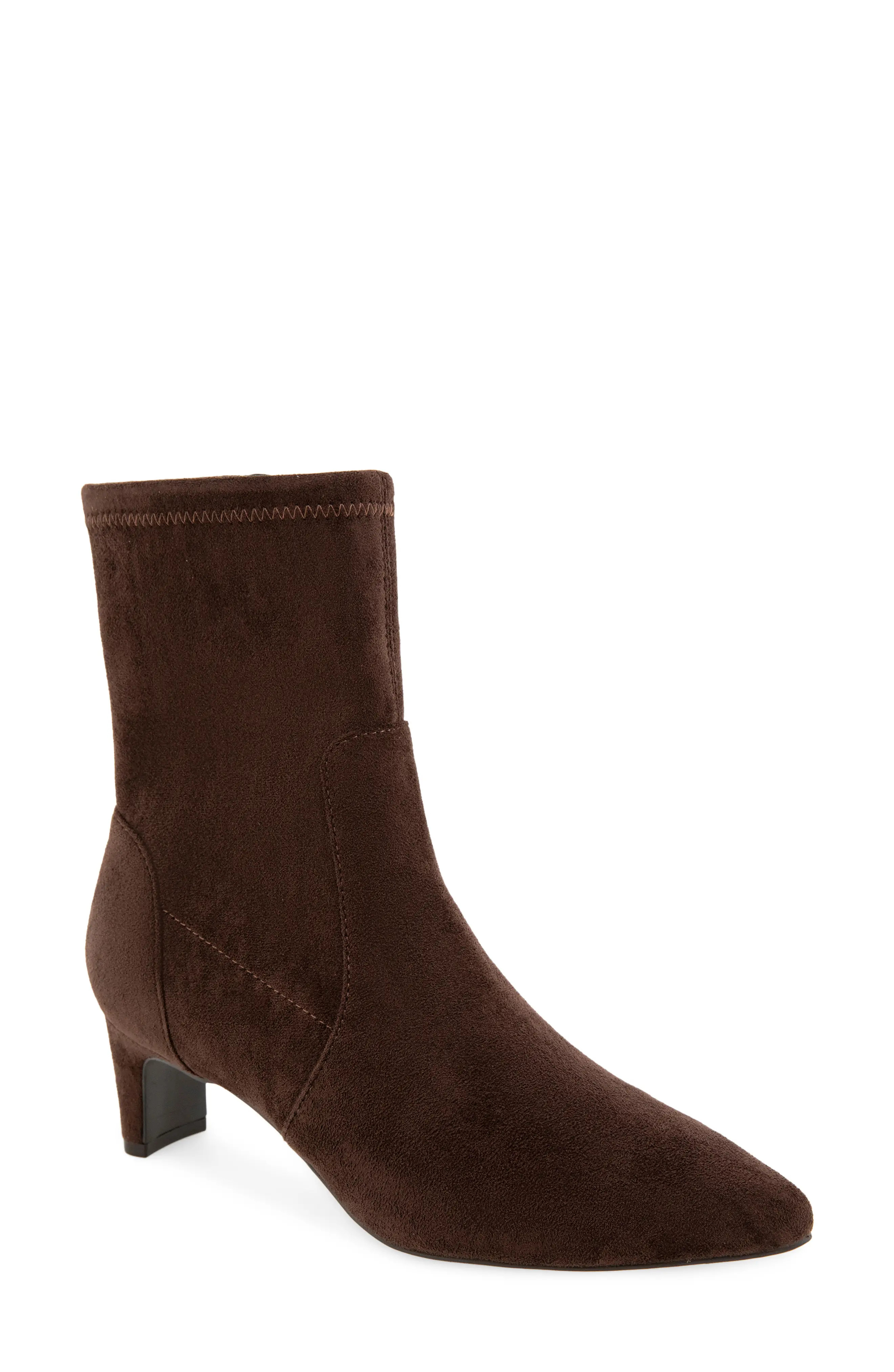 Reaction Kenneth Cole Bindi Pointed Toe Bootie in Chocolate Micro at Nordstrom Rack, Size 11 | Nordstrom Rack