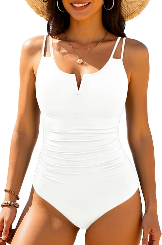 Womens One Piece Swimsuit Tummy Control - Slimming Bathing Suit V Wired Full Coverage 2025 Swimwe... | Amazon (US)