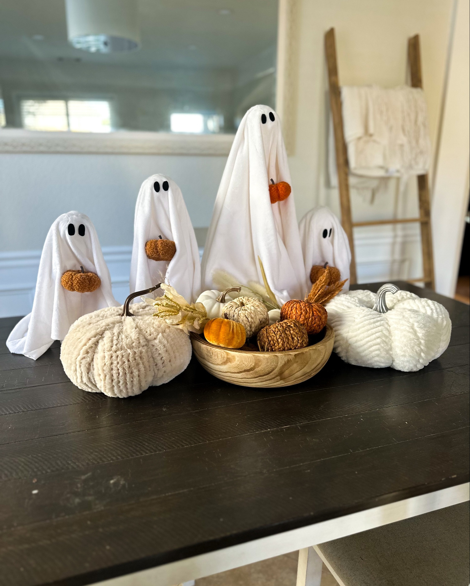 Easiest DIY ghost! I put all the supplies you need plus a glue gun! All the pumpkins were either from hobby lobby or Home Goods. I linked similar ones here. 

#halloweenghosts #halloweendecoration #diyghosts #falldecor 

#LTKHoliday #LTKHalloween #LTKHome