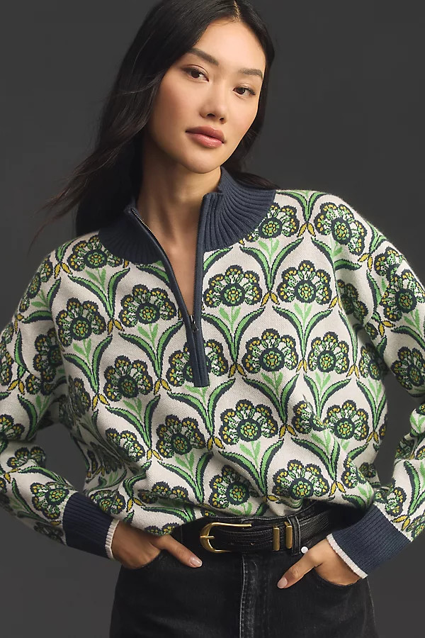 The Montana Mock-Neck Half-Zip Sweater by Maeve | Anthropologie (US)