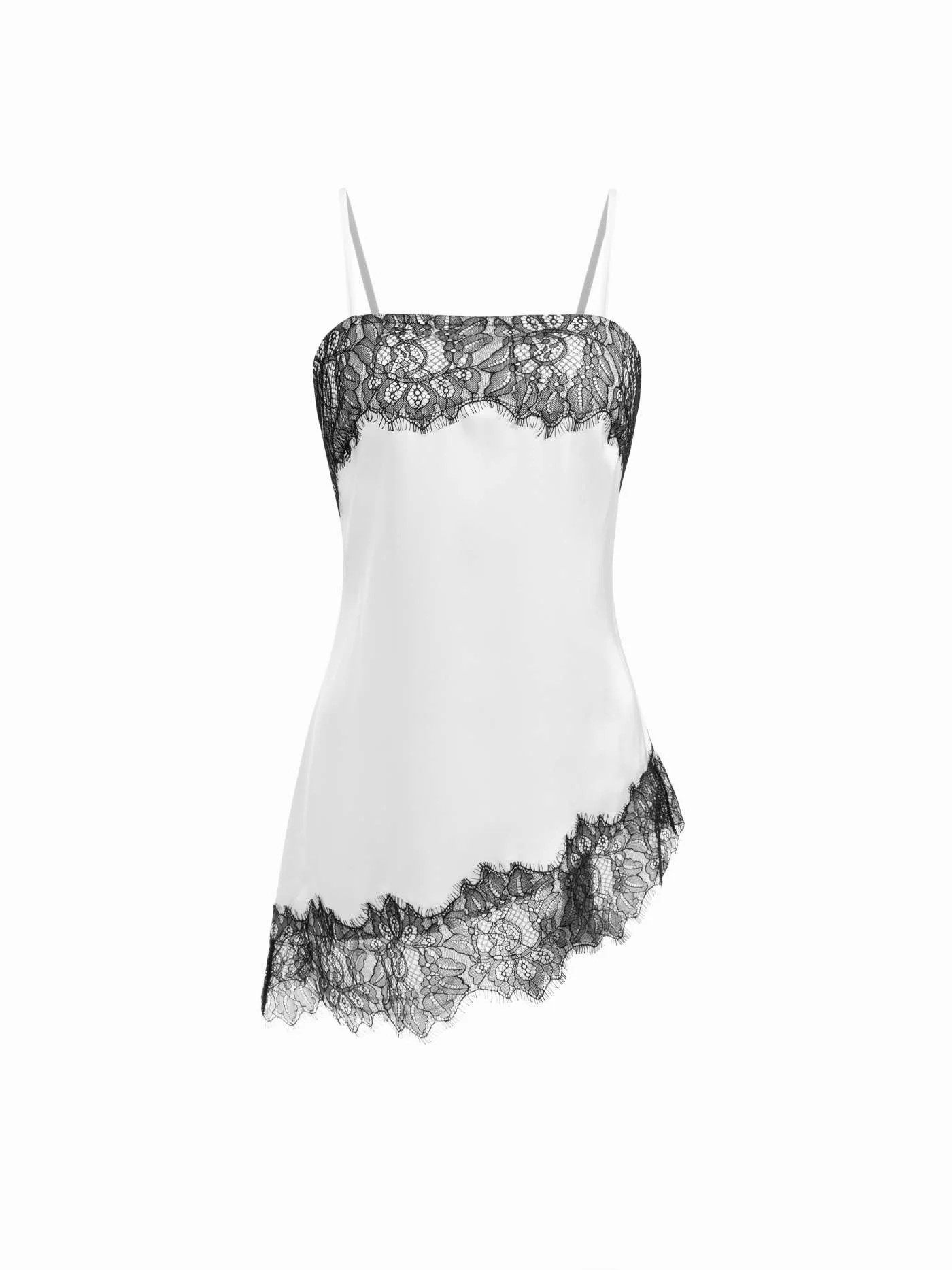 Two Tone Square Neck Lace Panel Asymmetrical Cami Top | Cider