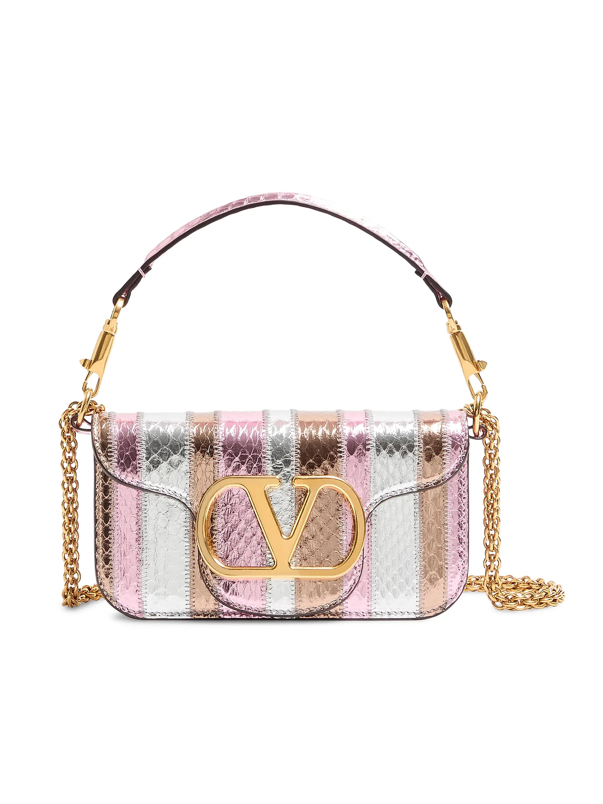 Valentino Garavani Locò Small Shoulder Bag in Laminated Elaphe | Saks Fifth Avenue | Saks Fifth Avenue
