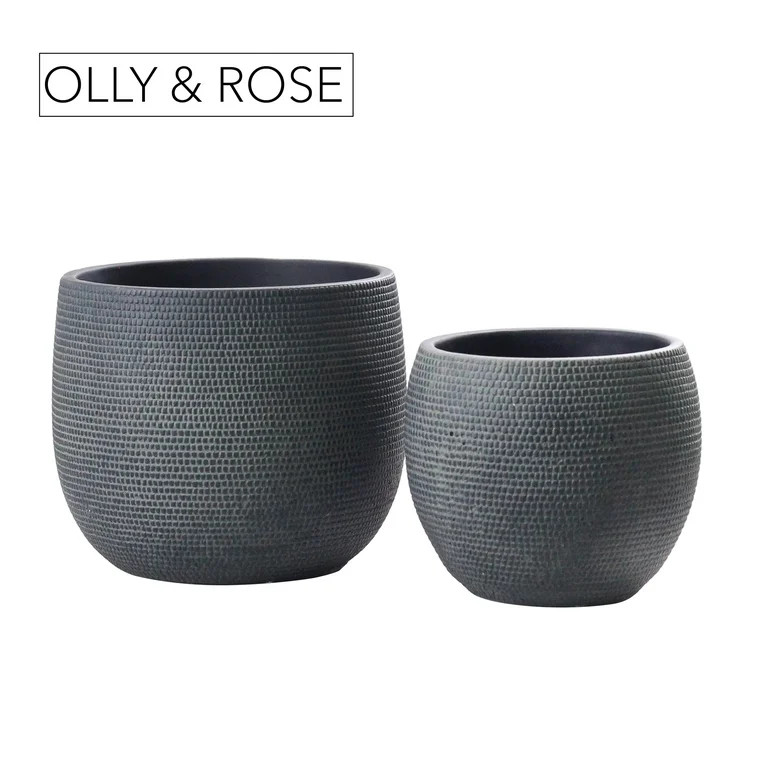 Olly & Rose Barcelona Ceramic Plant Pot Set 2 - Indoor & Outdoor Planters (Black) | Walmart (US)