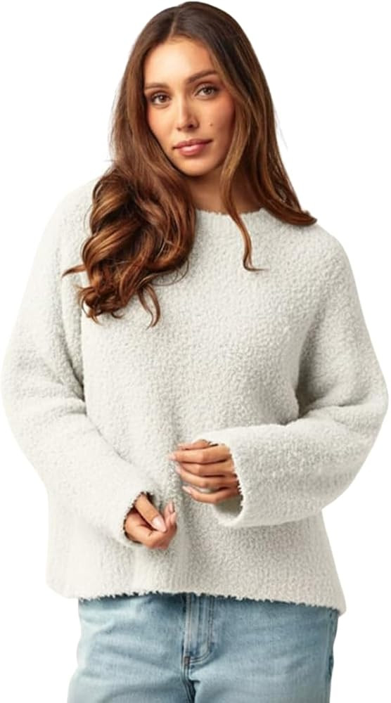 Almere Boucle Pullover Sweater, Womens Oversized Crewneck, Wool Blend Fall and Winter | Amazon (US)