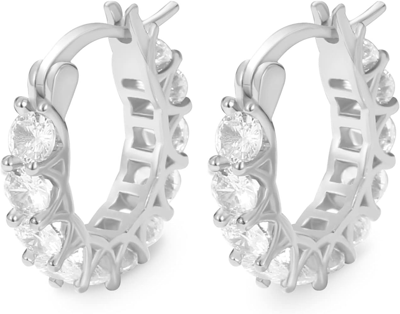 Crystal Earrings Hoop for Women Zircon Earrings U Shaped Chunky Earrings for Women Wedding Gift Jewe | Amazon (US)