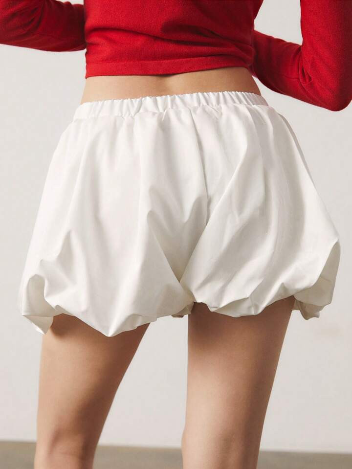 SHEINNeu Women Elastic Waist Wide Leg Bloomers Shorts In Solid Color | SHEIN