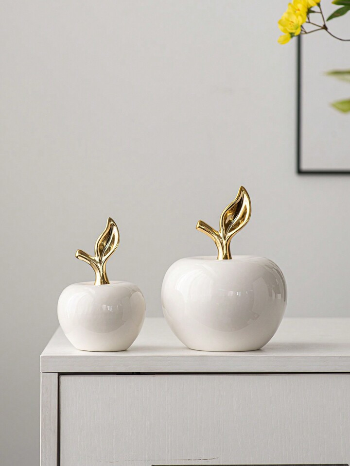 1 Apple Shaped Ceramic Ornament White Creative Luxury Style Crafts Suitable For Desktop Office Ho... | SHEIN