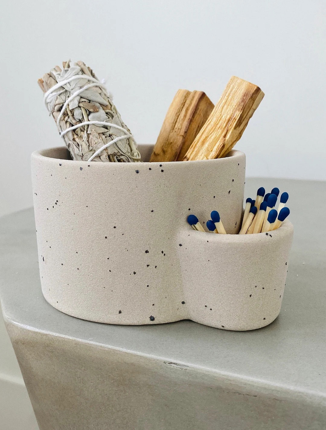 Palo Santo Sage Holder Ceramic Smudge Bowl Minimalist Match Strike - Etsy | Etsy (US)