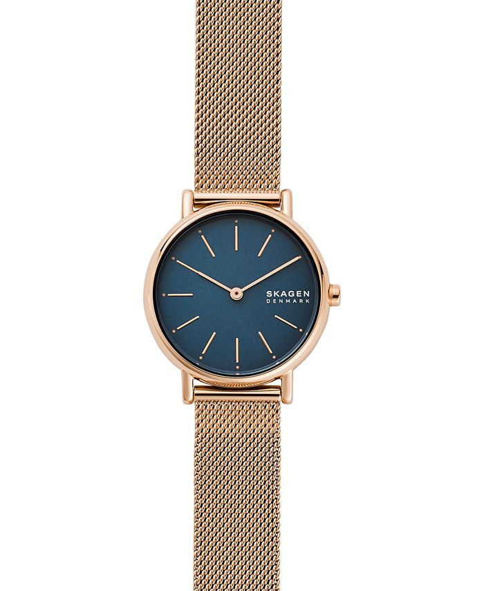 Skagen Women's Signatur Rose Gold-Tone Stainless Steel Mesh Bracelet Watch 30mm & Reviews - Macy'... | Macys (US)
