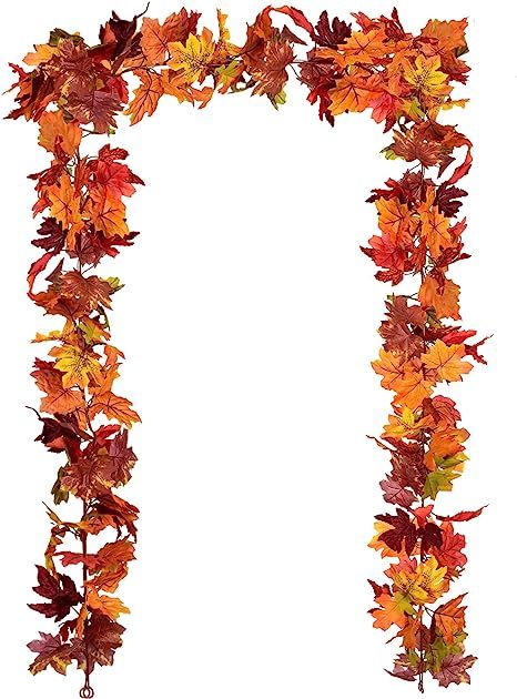 DearHouse 2 Pack Fall Garland Maple Leaf, 5.9Ft/Piece 7 Colors Hanging Vine Garland Artificial Au... | Amazon (US)