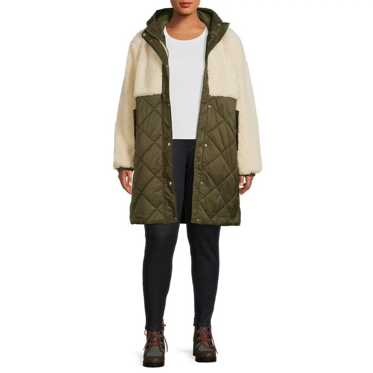 Mark Alan Women's Faux Sherpa Quilted Coat - Walmart.com | Walmart (US)