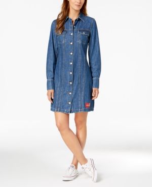 Calvin Klein Jeans Long-Sleeve Cotton Denim Dress | Macys (US)
