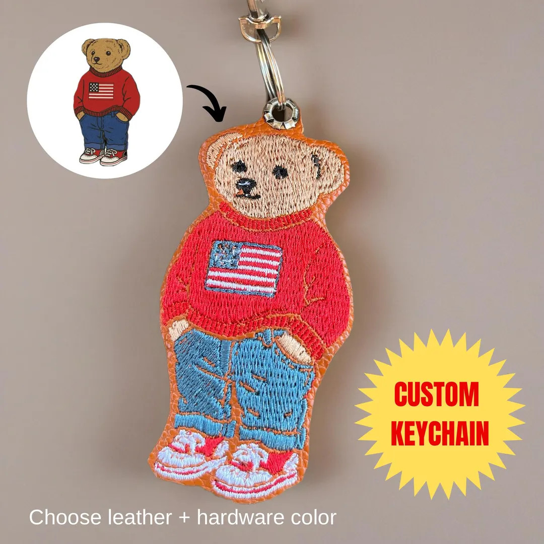 Custom Embroidered Keychain – Personalized Faux Leather Keychain With Your Design – Choose Ha... | Etsy (US)