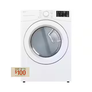 LG 7.4 cu. ft. Ultra Large Vented Electric Dryer with Sensor Dry, NFC Tag On in White DLE3470W - ... | The Home Depot