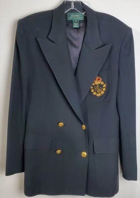Vintage Ralph Lauren Blazer Jacket Black Size 10 Crown Crest Double Breasted   | eBay | eBay US