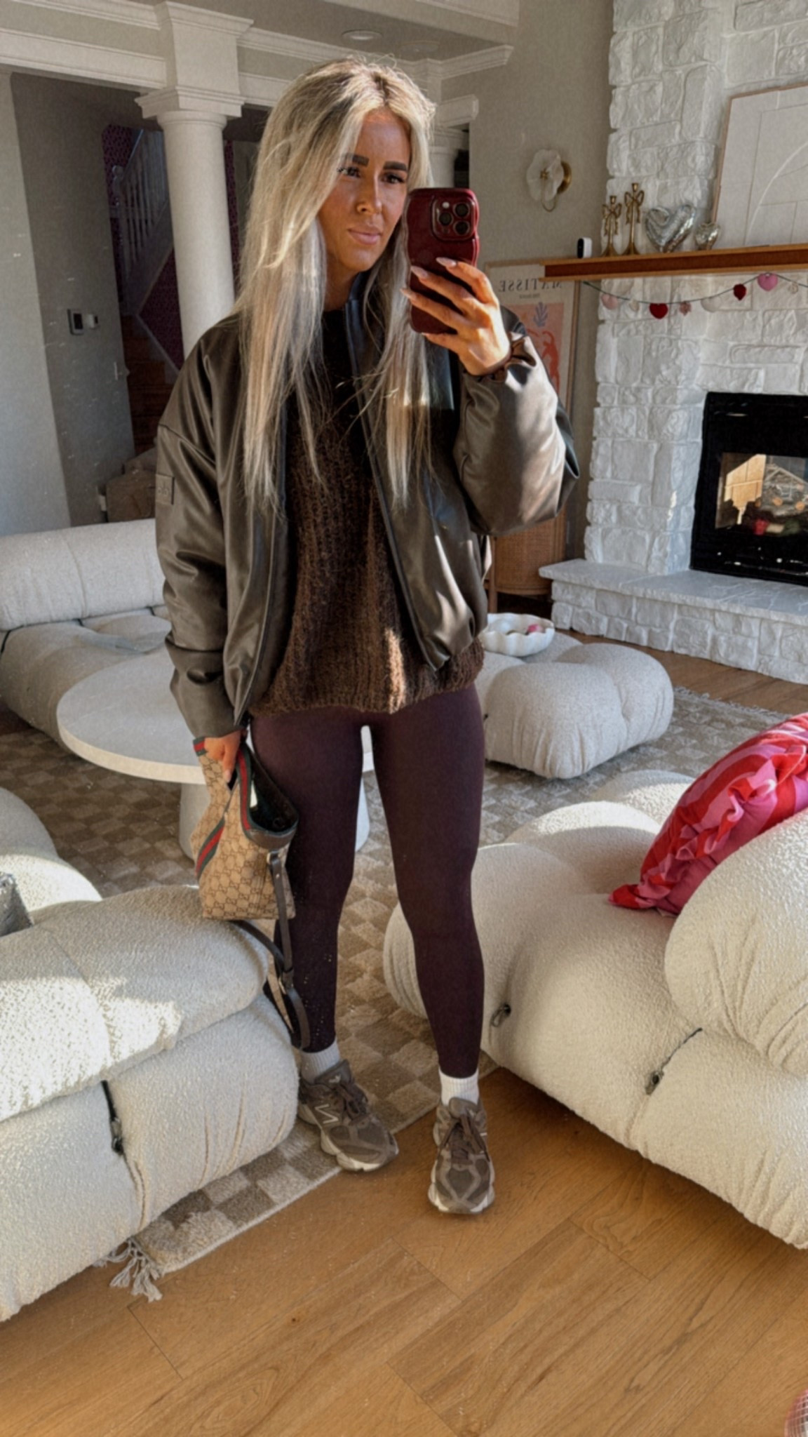 Cozy outfit for these cold rainy days ☔️ Amazon leggings, Target 🎯 sweater and Alo jacket paired with New Balance sneakers and Gucci bag. 💼 

#LTKActive #LTKootd #LTKmomlife