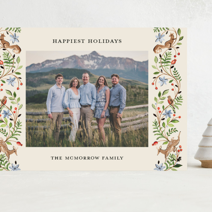 "Highlands" - Customizable Grand Holiday Cards in Beige or Blue by Sarah Knight. | Minted