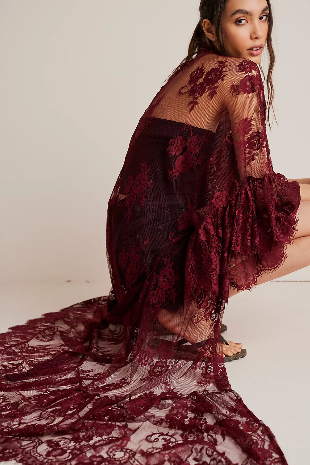 Barbara Tiered Lace Kimono | Free People (Global - UK&FR Excluded)