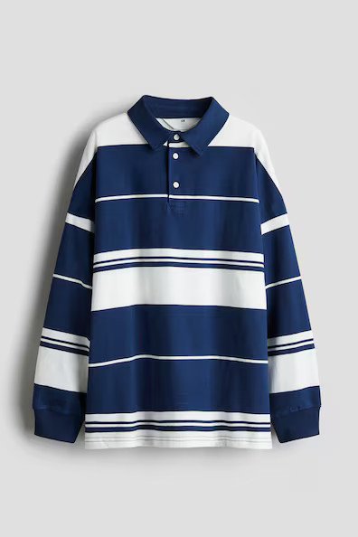 H & M - Cotton Jersey Rugby Shirt - Blue | H&M (US + CA)