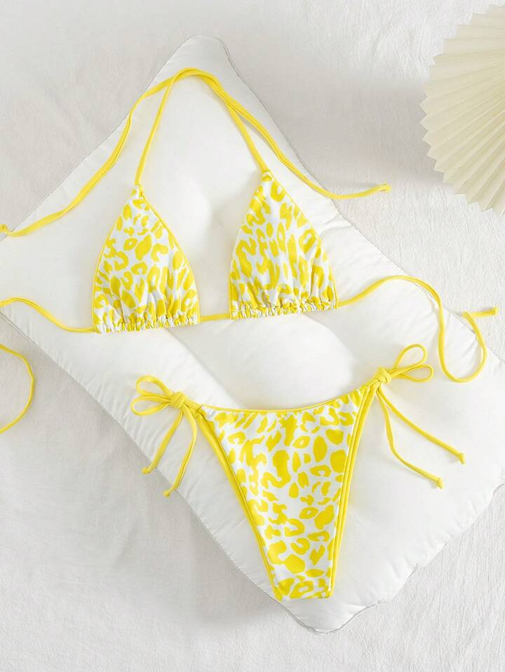 Women Leopard Print Halter Tied Sexy Bikini Set For Beach Resort 2025 Summer | SHEIN