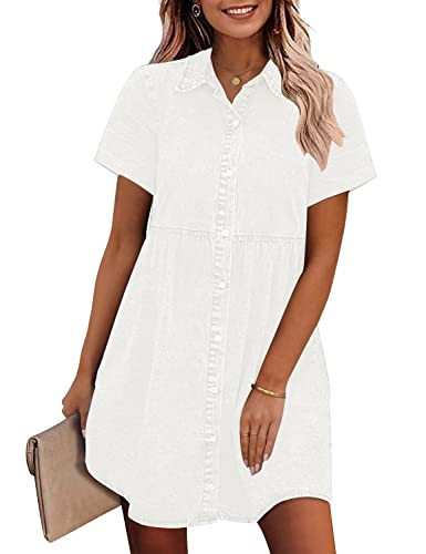 GRAPENT Bridal Shower Dresses for Guest Sun Dresses Women Summer Short Womens Fall Clothes Trendy White Cocktail Dress for Women White Dresses for Women Color Brilliant White Size Small Size 4 Size 6 | Amazon (US)