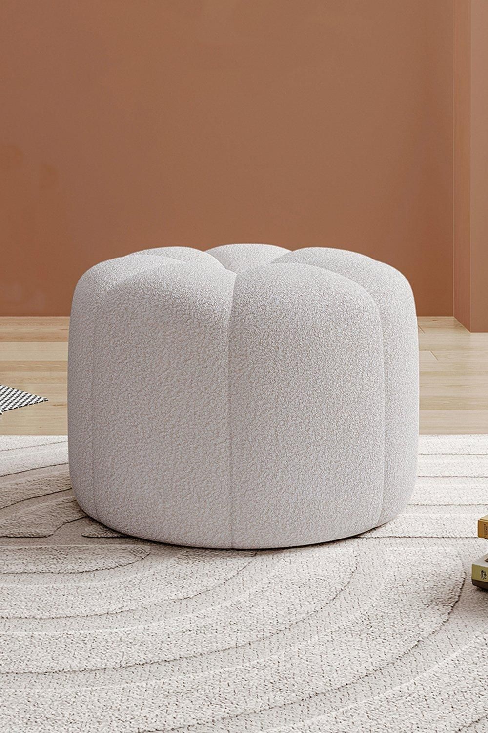Round Shape Teddy Fabric Footstool | Debenhams UK