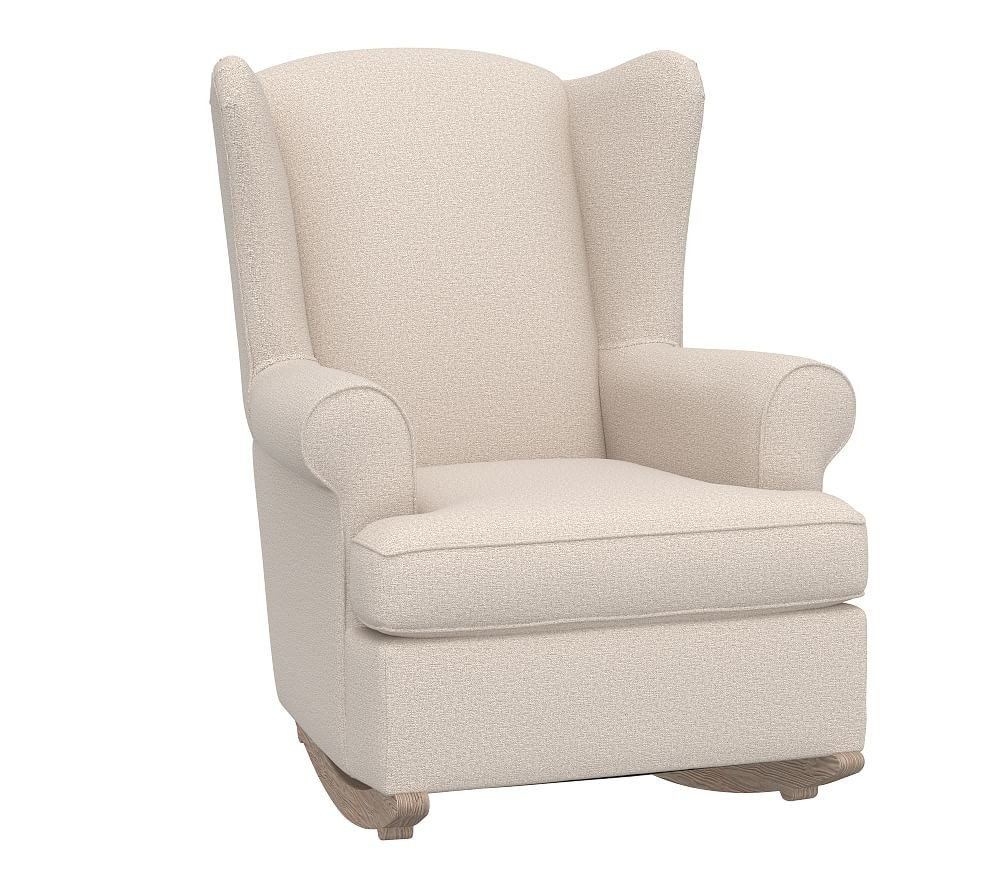 Wingback Convertible Rocker, Chenille Tweed Flax , Driftwood | Pottery Barn Kids