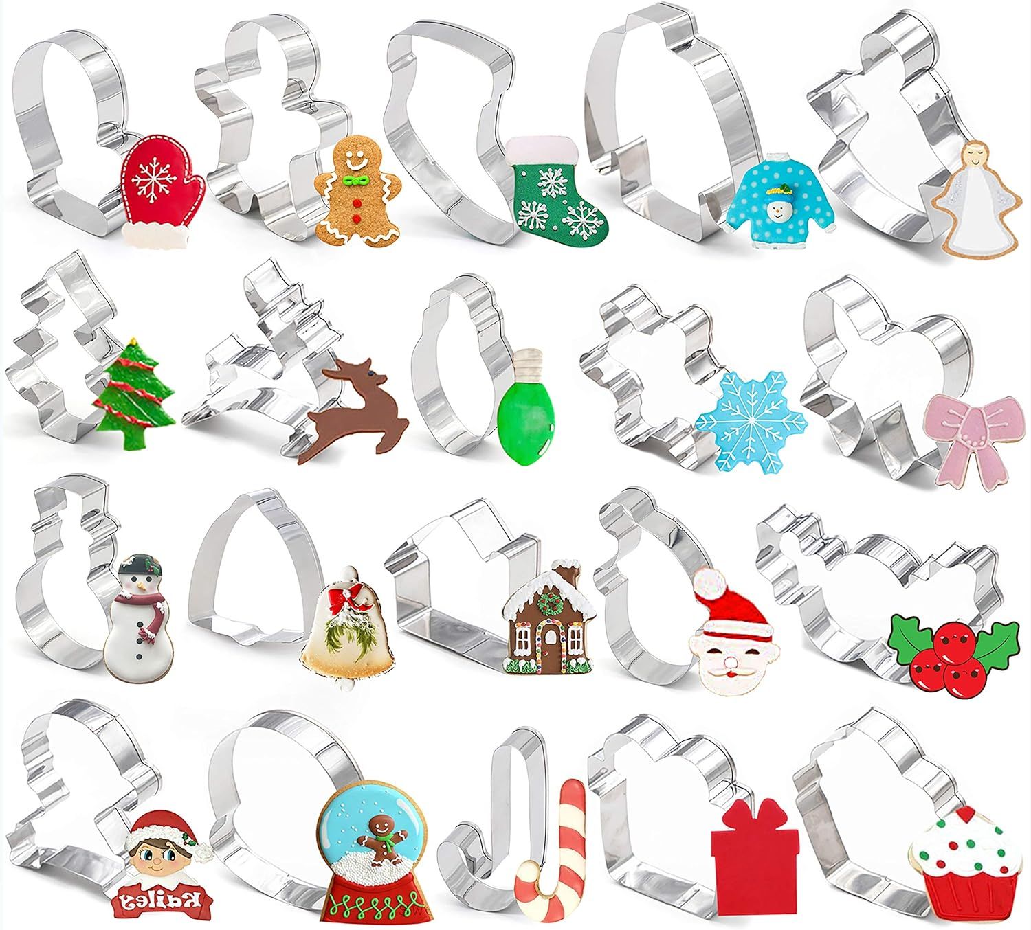 20 Pieces Christmas Cookie Cutters for Xmas/Holiday/Wonderland Party Supplies/Favors - Including ... | Amazon (US)