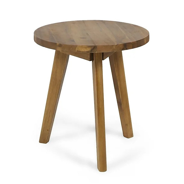 Gino Outdoor Acacia Wood Round Side Table, Natural Finish | Walmart (US)