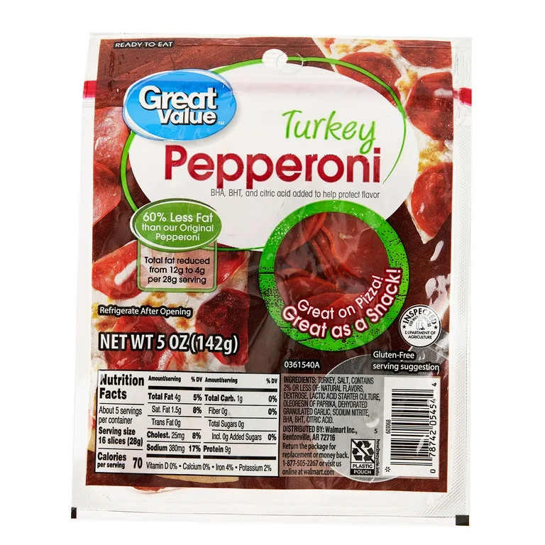 Great Value Turkey Pepperoni Slices, 5 oz | Walmart (US)
