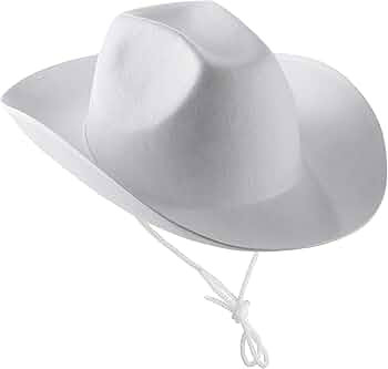 Bedwina White Cowgirl Hat - Felt Cowboy Hat with White Trim and Adjustable Neck-String, Fits Most... | Amazon (US)