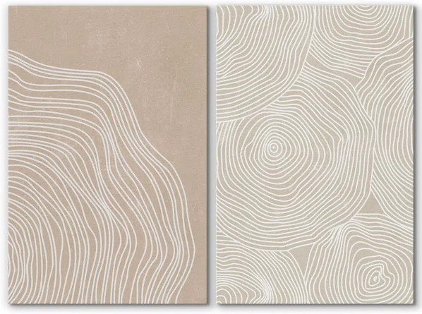White Tan Wood Tree Ring Silhouette Collage Nature Modern Art Rustic On Canvas 2 Pieces Print | Wayfair North America