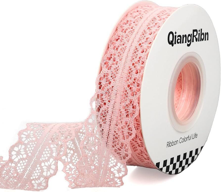1.2Inch 25Yards Lace Trim Ribbon Pink Lace Ribbon for Gift Wrapping, Decoration, Handbook Diary, ... | Amazon (US)