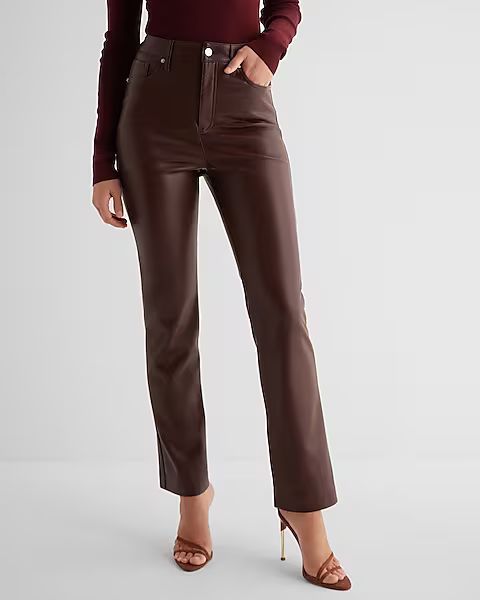 Super High Waisted Faux Leather 90s Slim Pant | Express