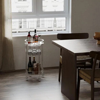 Bar Cart - Round Rolling Bar Cart - 2 Tiers Home Bar Serving Cart with Lockable Wheels | Wayfair Professional