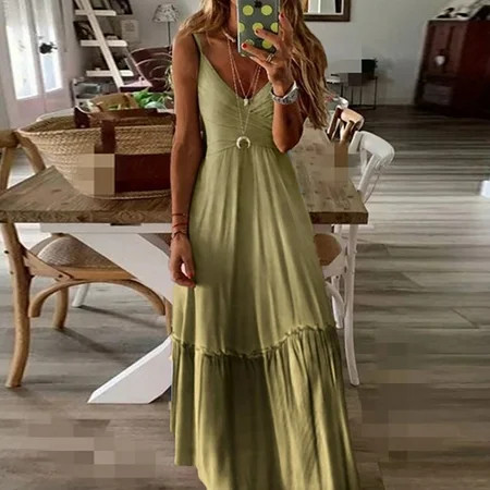 Wirdiell Womens Dresses Casual Maxi Dress Fashion Cool Solid Gradient Casual Camisole Elegant Dress  | Walmart (US)