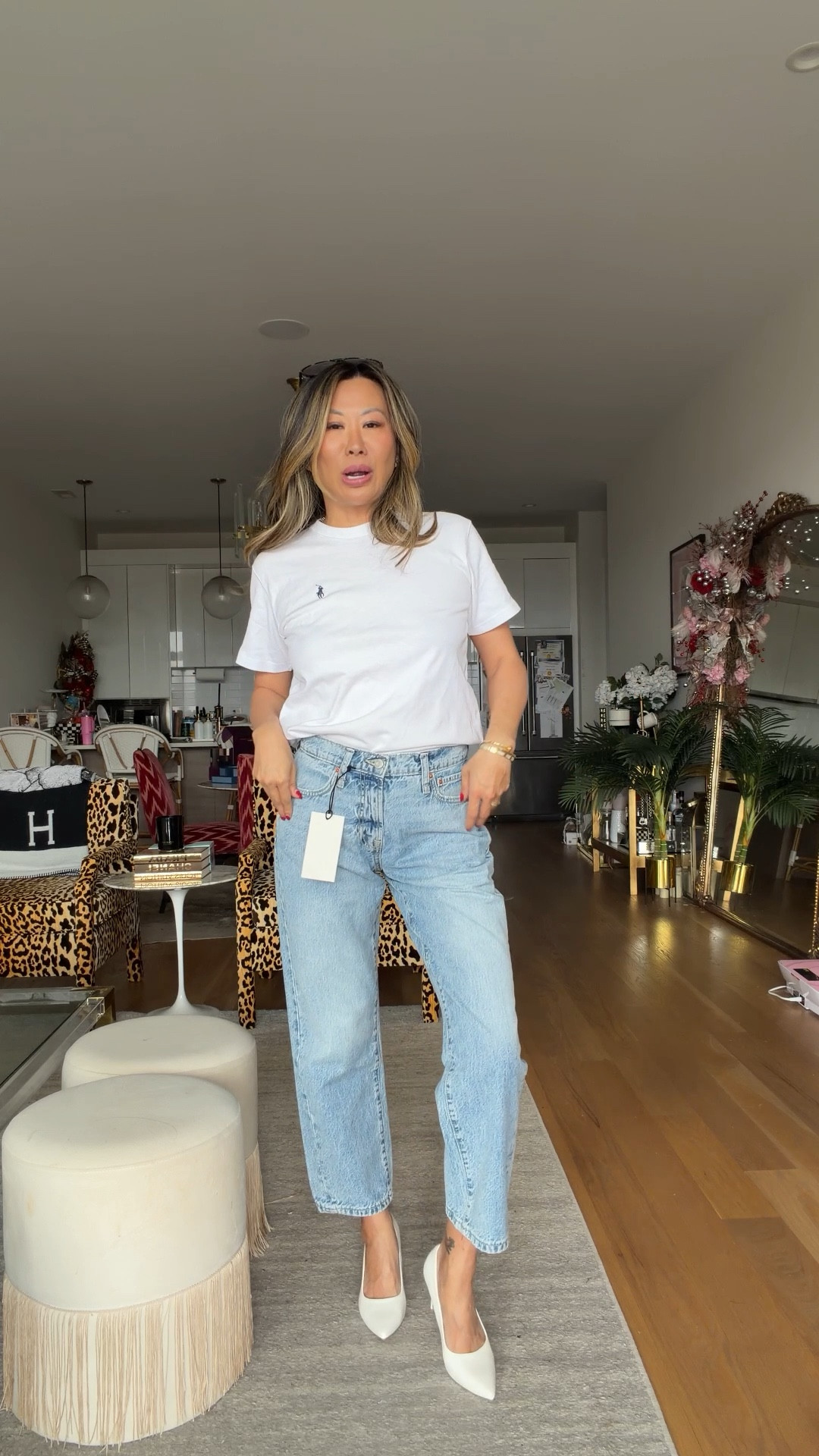 Zara jeans Ralph Lauren tee. My tennis necklaces and white Amazon pumps 

#LTKgrwm #LTKootd