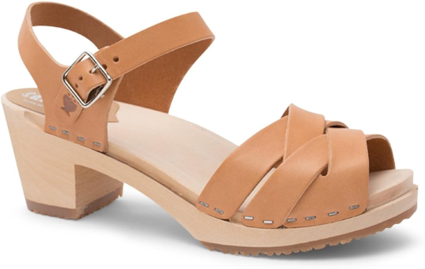Amazon.com | Sandgrens Handmade Swedish Wood Clogs for Women, High Heel Sandal US 10-10.5 | Rio Grande High Ecru Veg Tan LT, EU 41 | Mules & Clogs | Amazon (US)