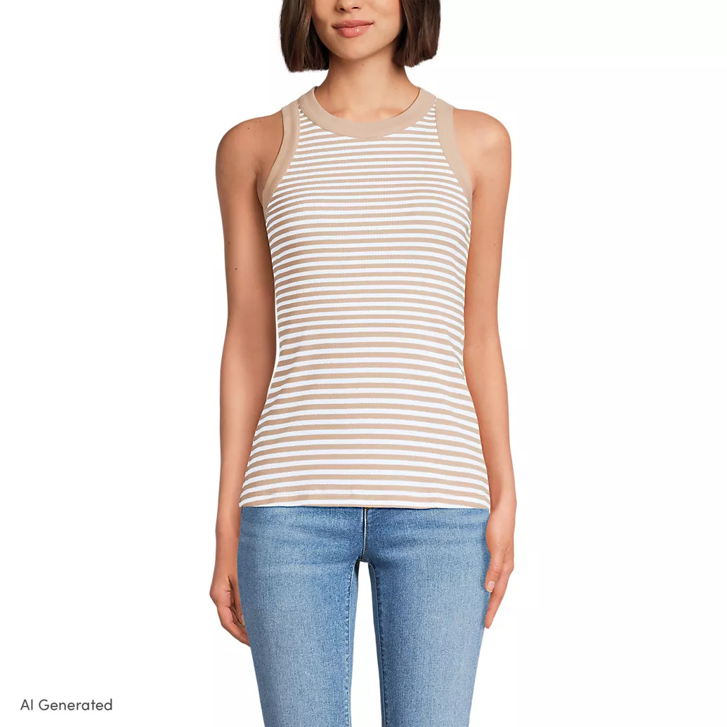 Women's Micro Rib Crew Neck Tank | Lands' End (US)