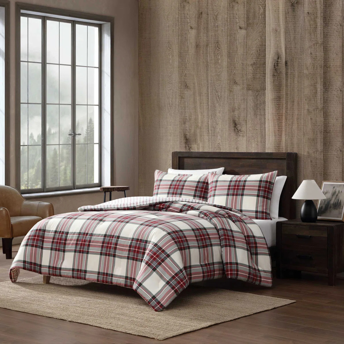 Eddie Bauer Serendipity Plaid Cotton Flannel Red Comforter Set | Wayfair North America