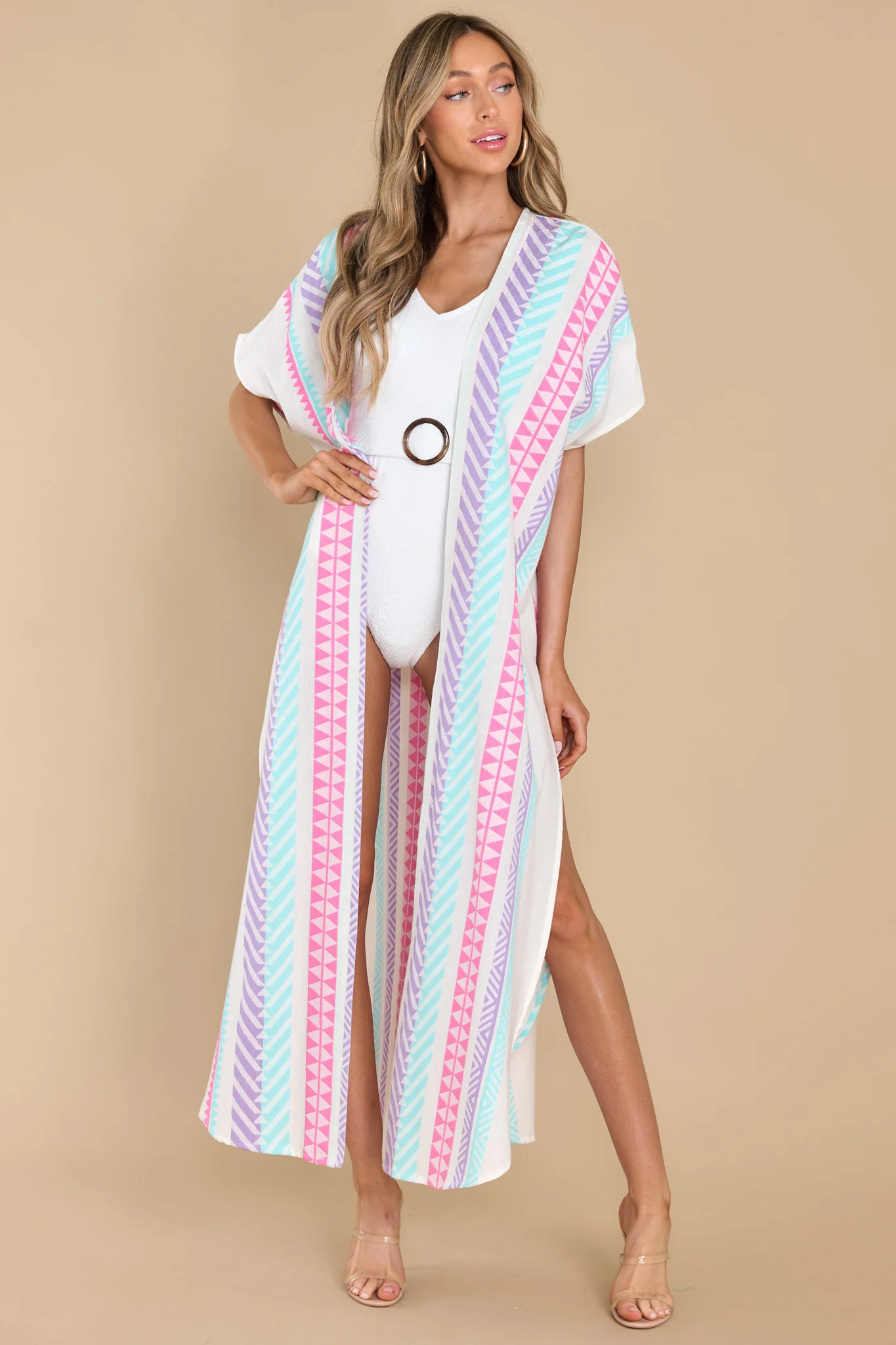 Having Some Me Time White Multi Print Cover Up | Red Dress 