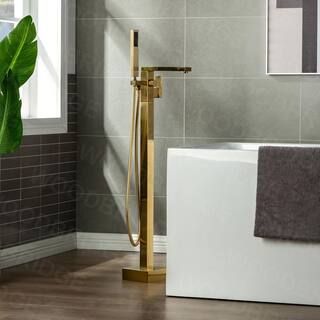 WOODBRIDGE Zurich Single-Handle Freestanding Tub Faucet with Hand Shower in Brushed Gold F1069 - ... | The Home Depot